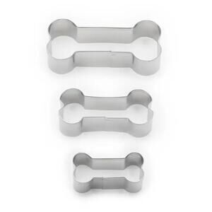 Fox Run Dog Bones Cookie Cutter Set 3 Pc Stainless Steel Round Storage Container